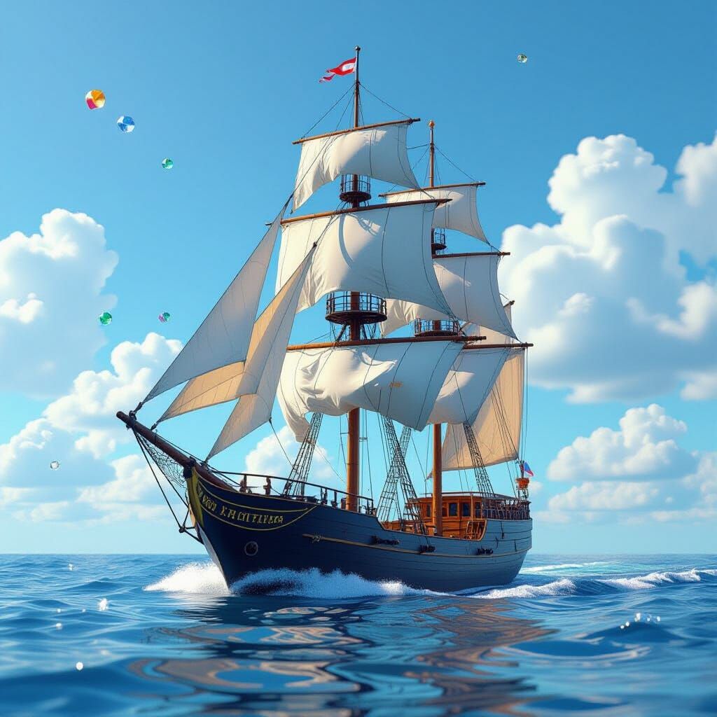 Gorch Fock Sailing Ship in Animated 3D