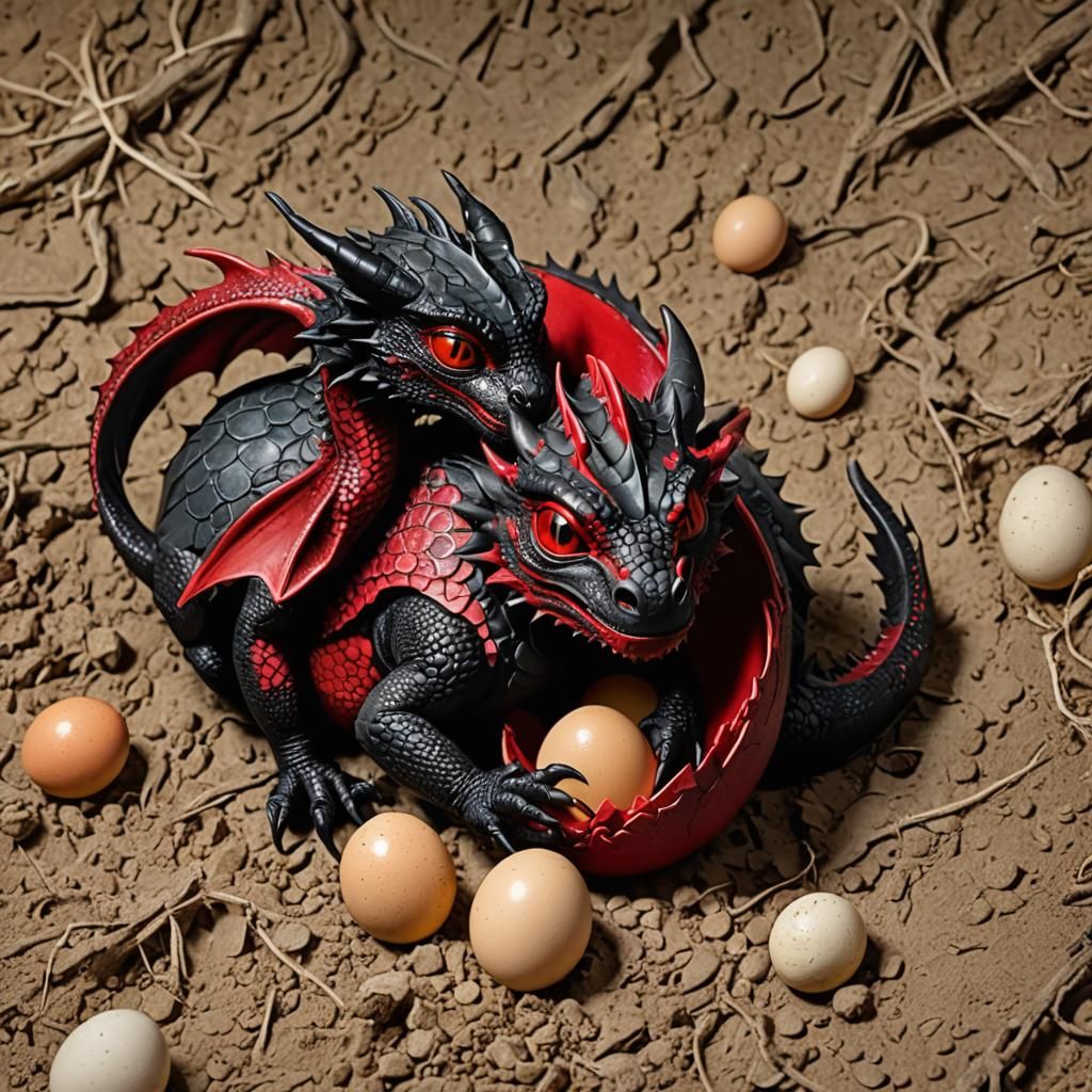 Baby Dragon Hatching with Mother