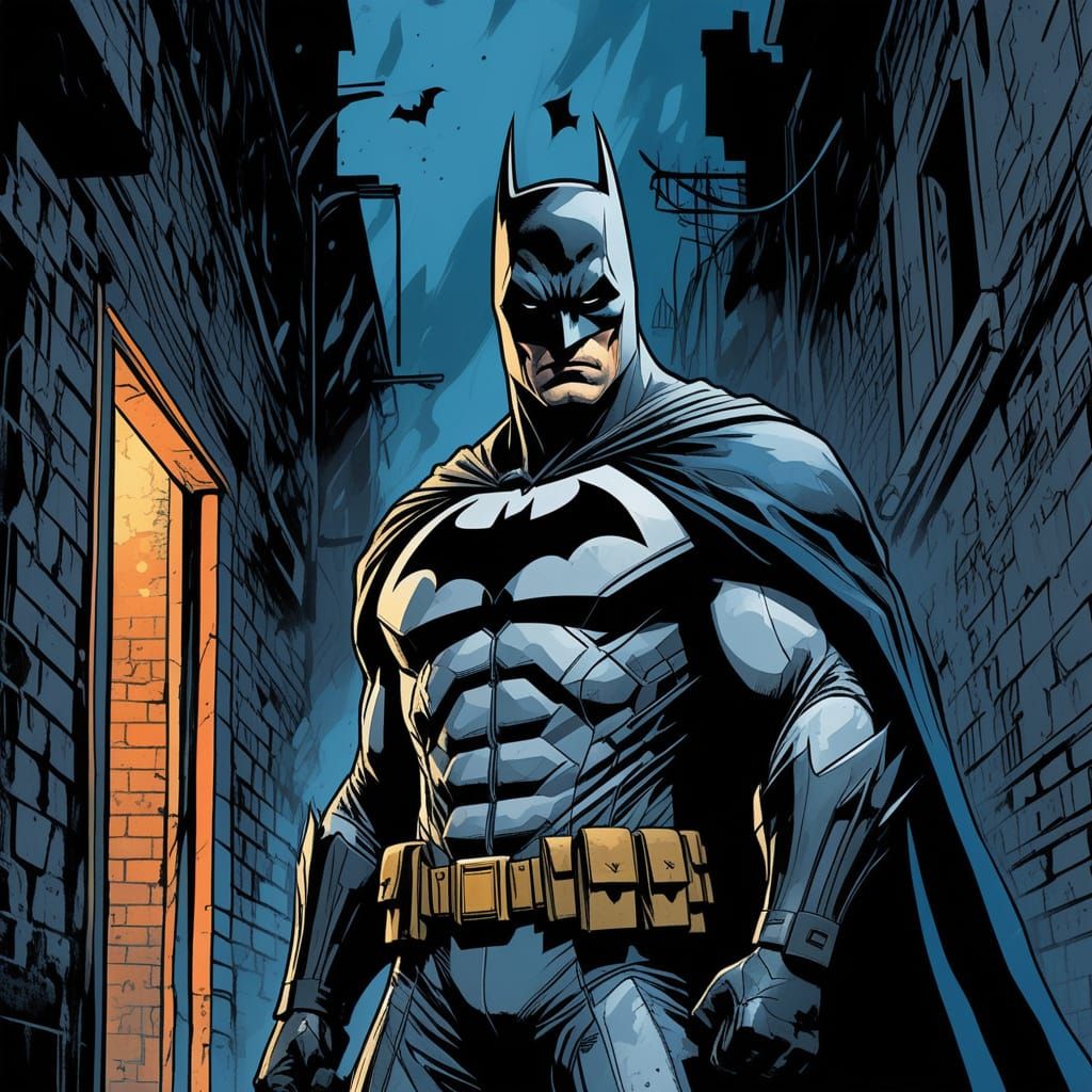 Gothic Batman Emerges from Dark Alleyway