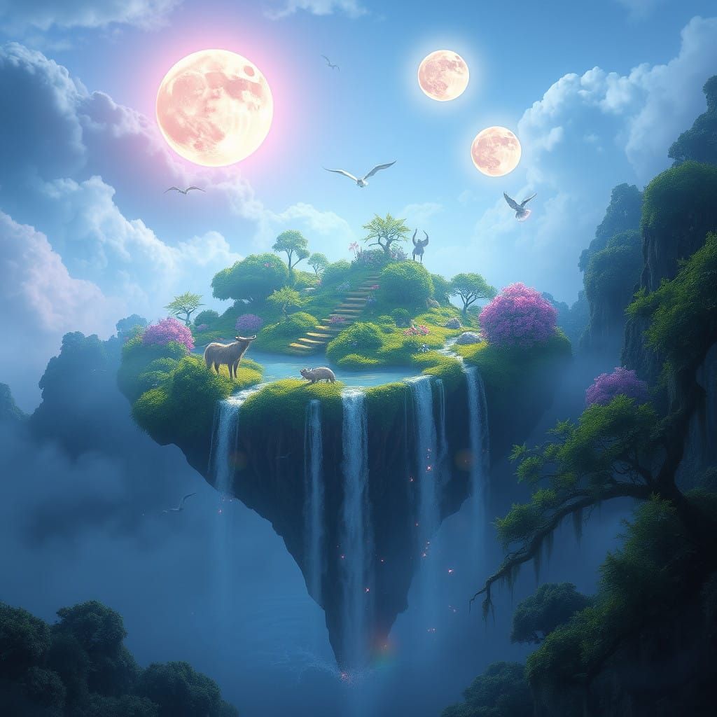 Mystical Sky Isle in Dreamlike Atmosphere
