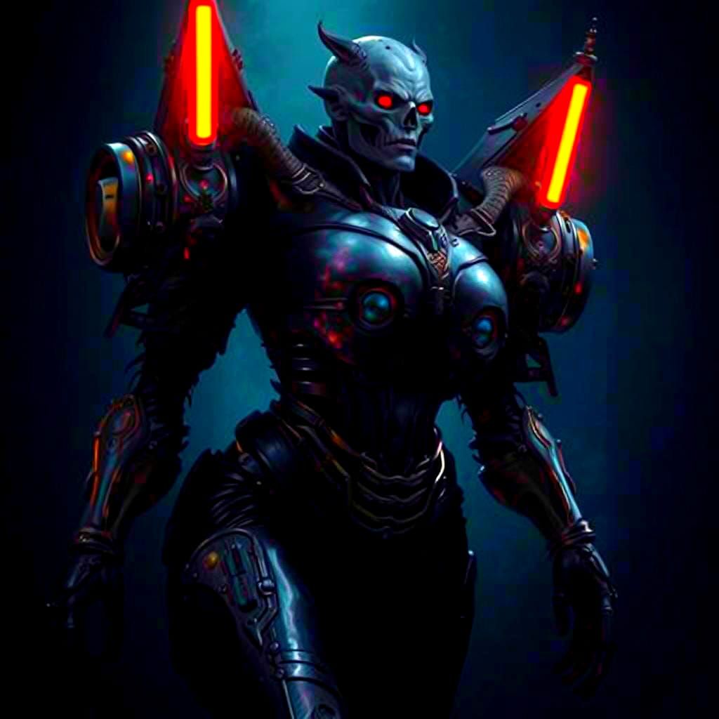 Steampunk Cenobites in Cobalt Light: Hyperrealistic Illustra...