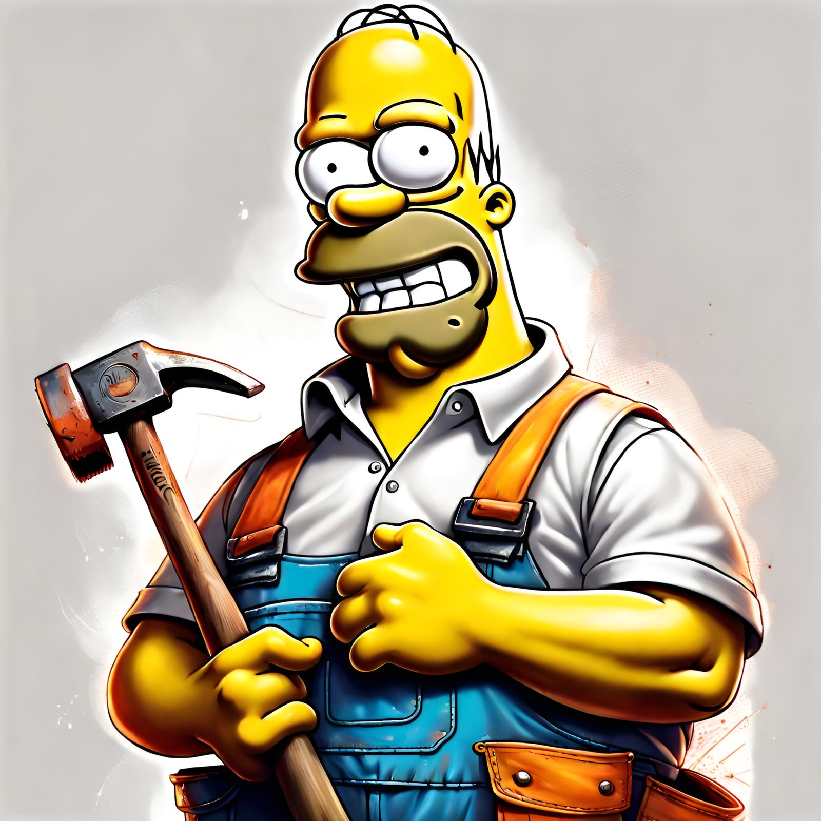 Homer Simpson as Construction Worker Portrait