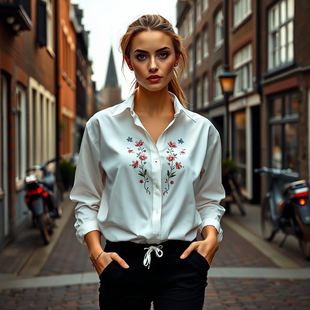 Elegant Woman in Dutch Countryside