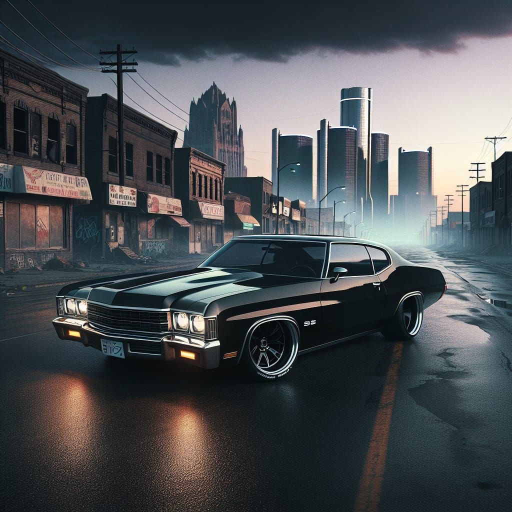 Chevrolet Impala SS Cruises Detroit in Anime Style