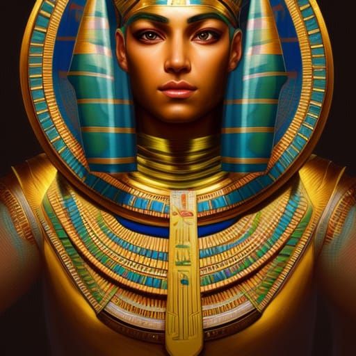 Detailed Portrait of an Egyptian Pharaoh