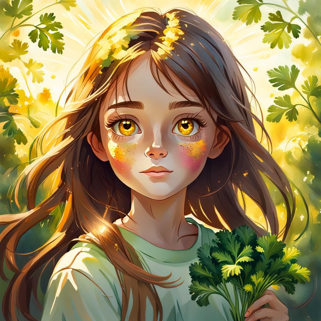 Girl with Brown Hair and Honey Eyes: Oil Painting