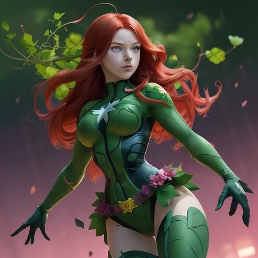 Poison Ivy as My Hero Academia Student in Anime Style