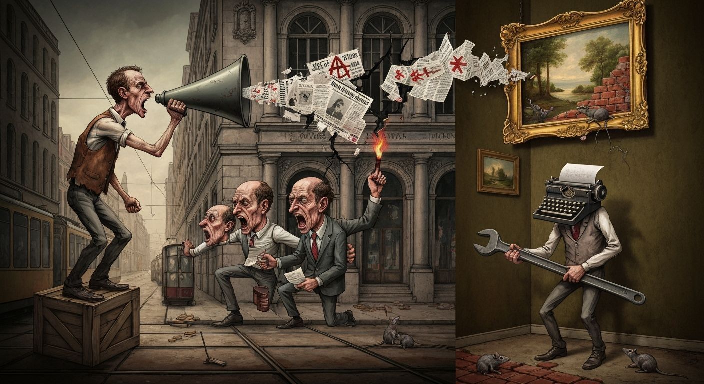 Dada Satire of Revolutionary Protest in Urban Decay