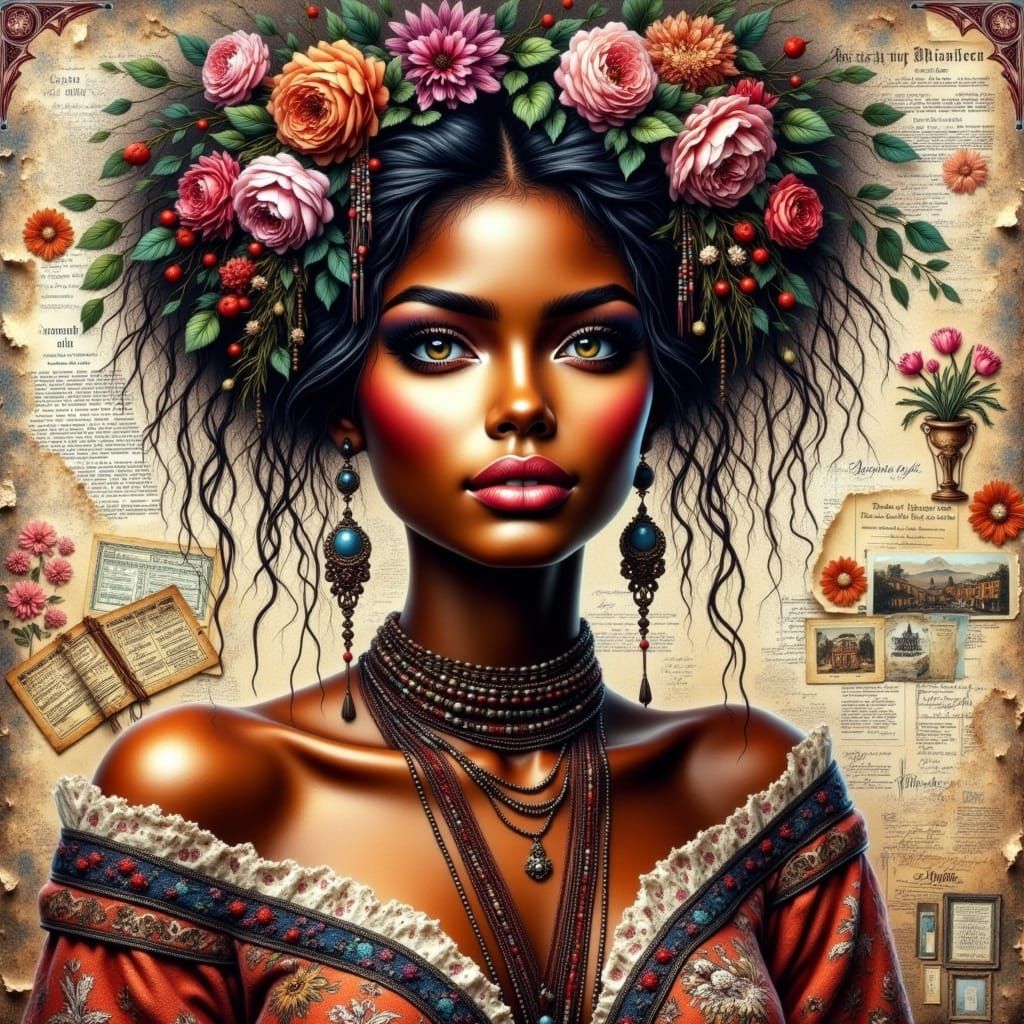 <lora:Beautiful women:1.0> <lora:Beautiful Black women:1.0> <lora:Yessur 2:1.0>
collage of old vintage tickets,  torn sc...