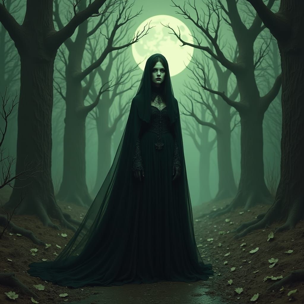 Death as Woman in Forest, Gothic Romanticism