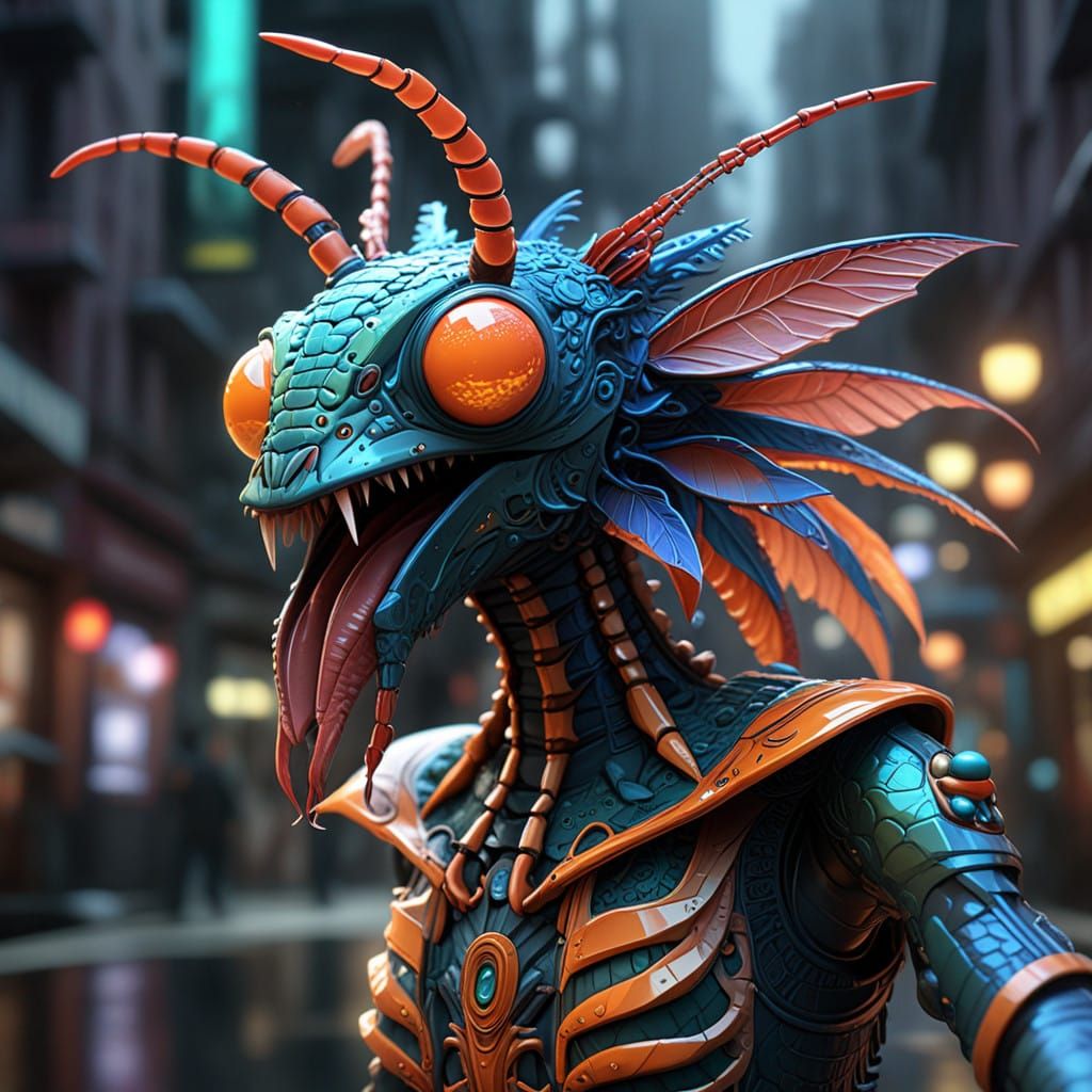 Surreal Celestial Realm Teeming with Iridescent, Xeno-Biolog...