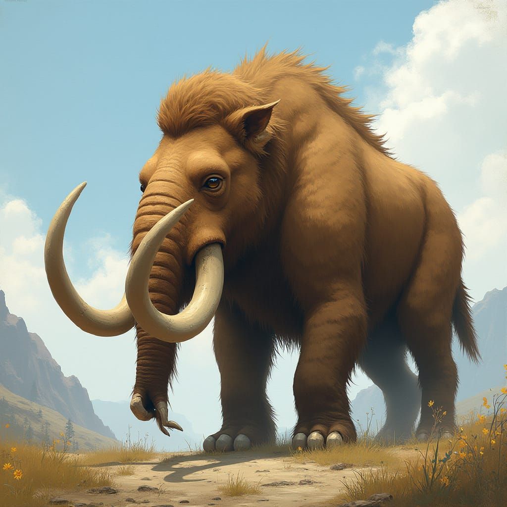 Mammoth Dog Hybrid in Prehistoric Landscape