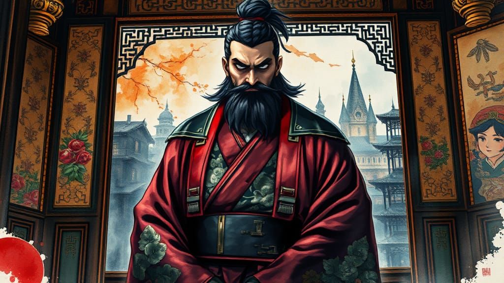 Greed in Japanese Interior, Shonen Anime Impasto Style