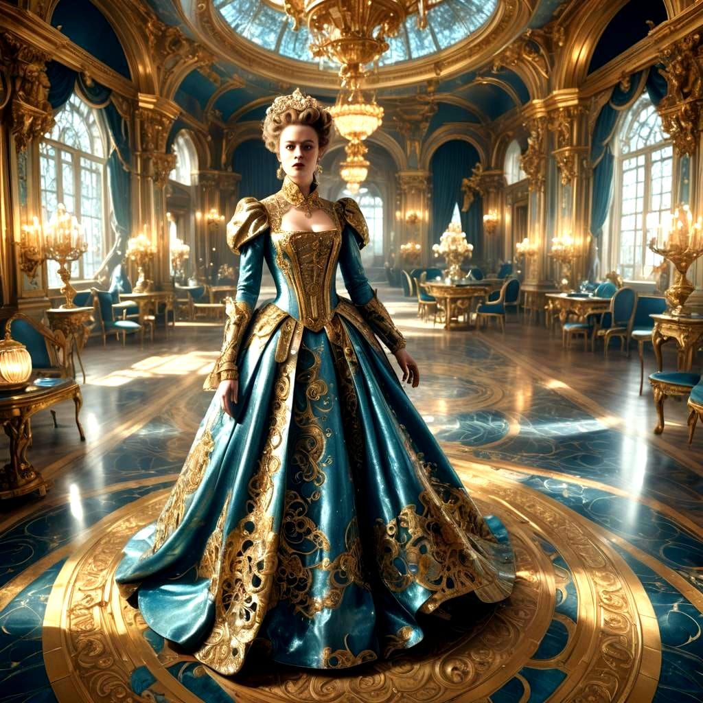 Futuristic 1700s Dress: Detailed Matte Painting
