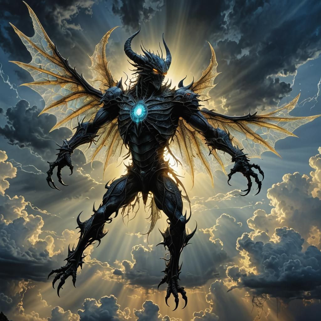 Demonic Shadow with Bioluminescent Eyes in Hyperrealism