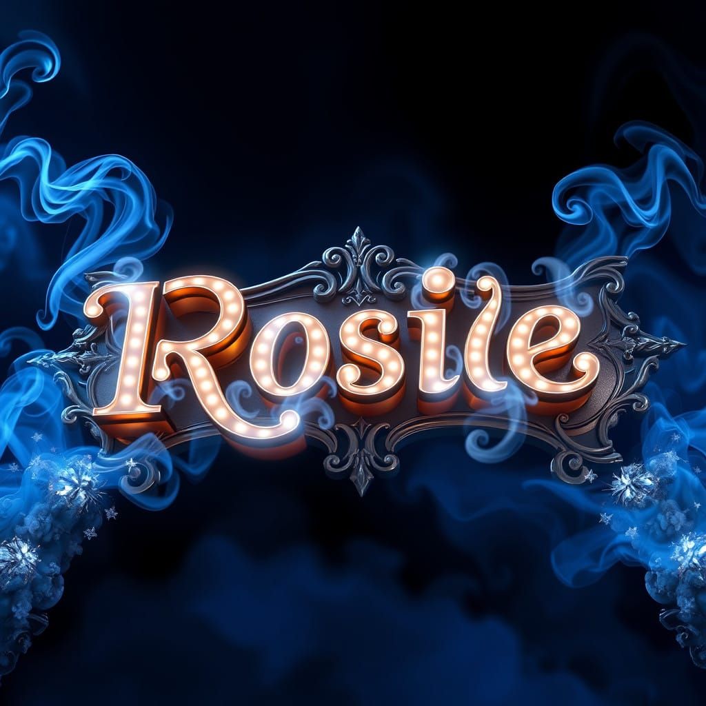 Ethereal Sign of Rosie with Shimmering Night Sky