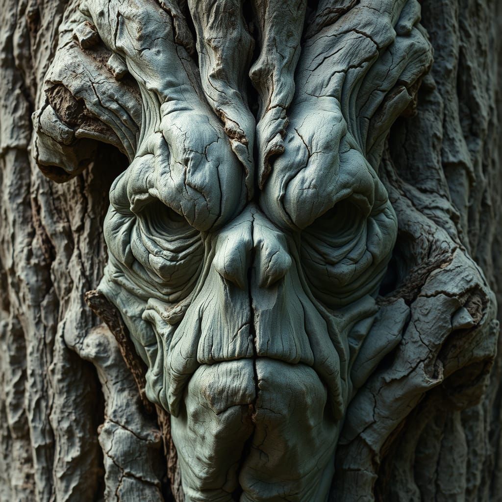 Weathered Tree Trunk with Ancient Wisdom