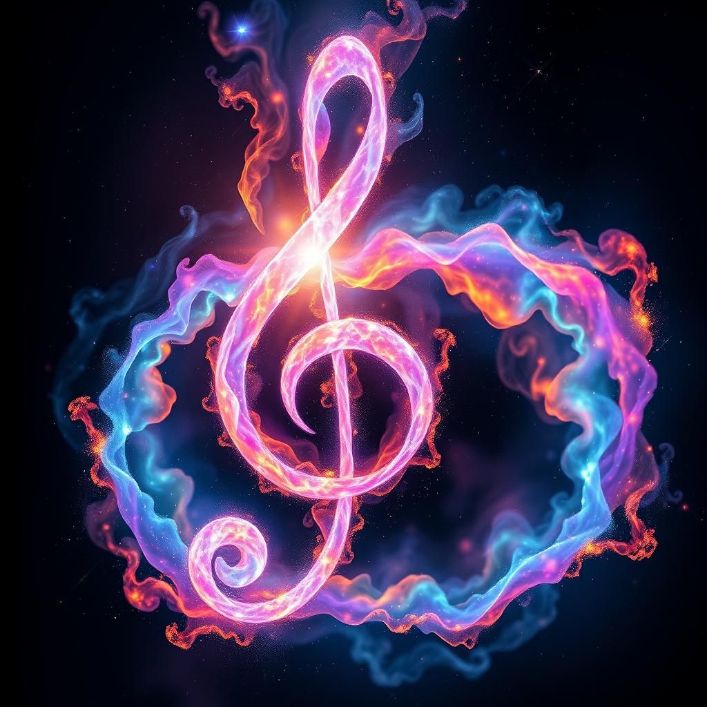 Iridescent Treble Clef Nebula in Space