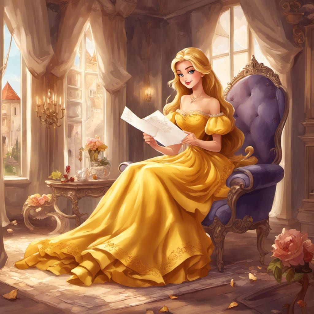 Disney Princess Reads Romantic Letter in Castle