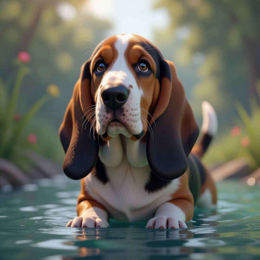 Basset Hound Detailed Matte Painting
