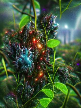 Bioluminescent Alien Forest Under a Nebula