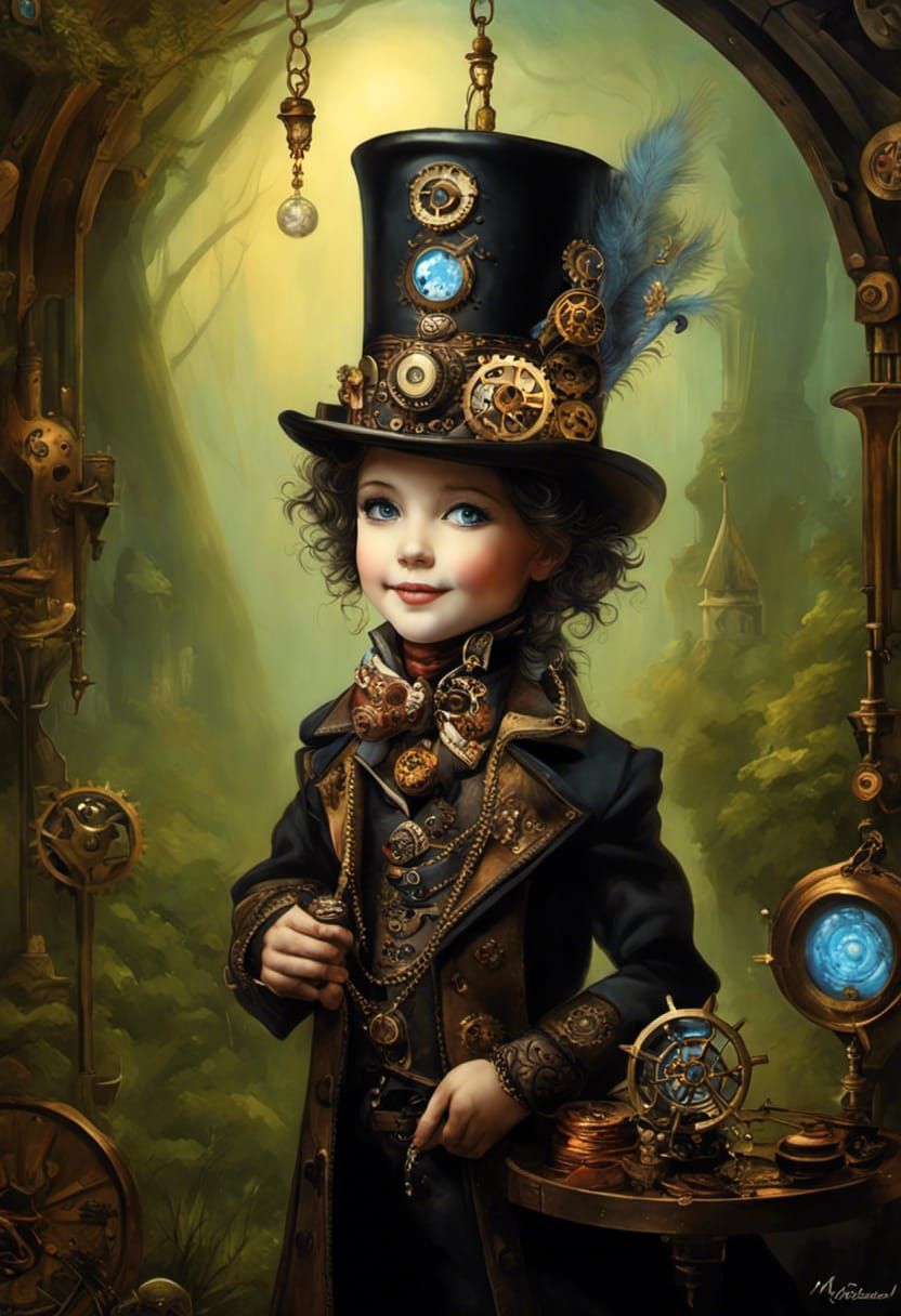 Steampunk Marionette Boy in Puppet Booth