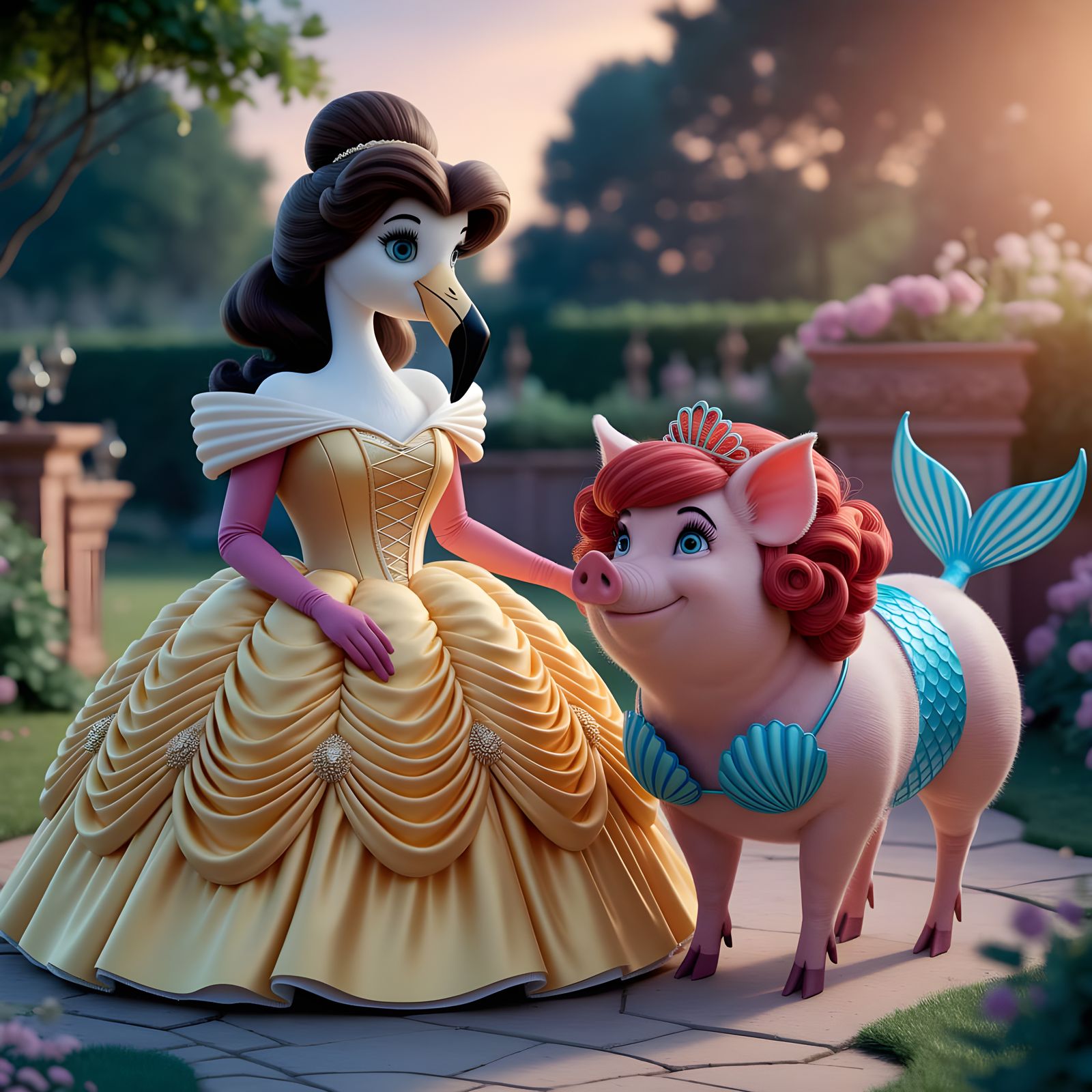 Magical Disney Princess Farm Friends in Whimsical Garden