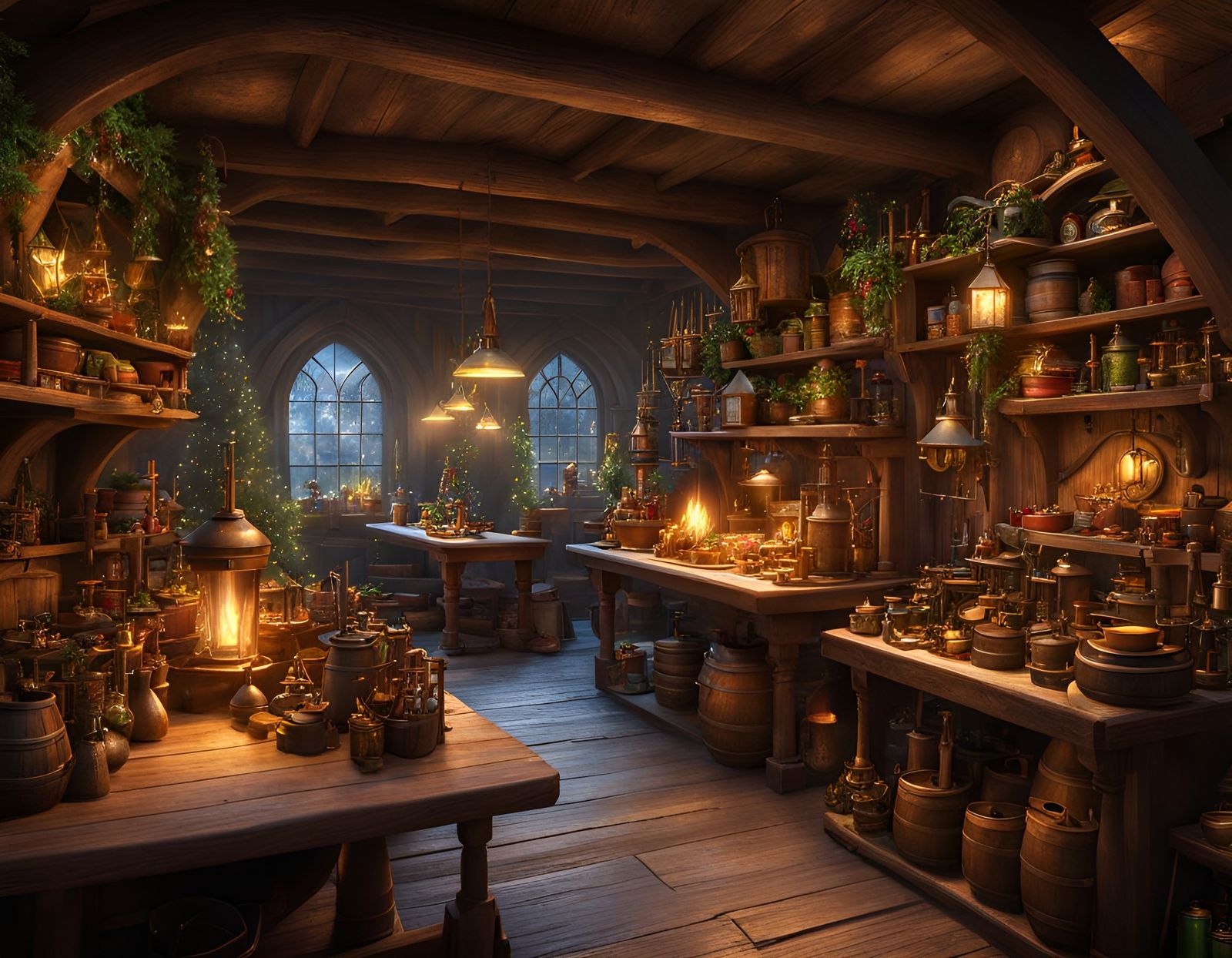 Santa's Workshop: Elves Preparing for Christmas