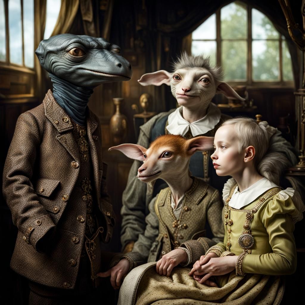 Surreal Alien Restaurant Celebration in Hyperreal Detail