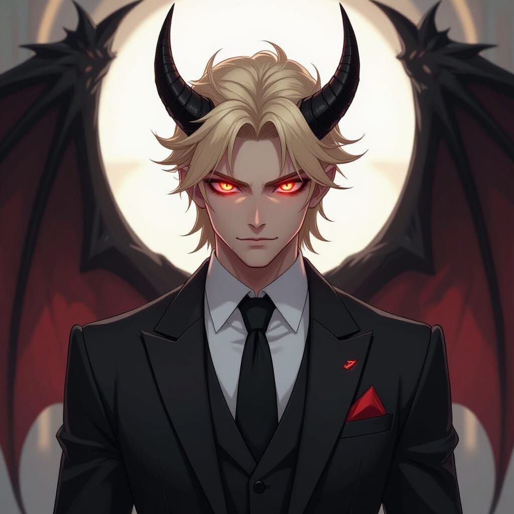 Anime Demon of Quiet Authority in Studio Trigger Style