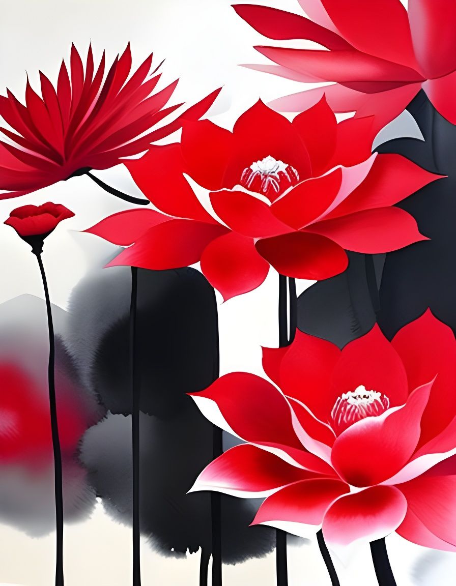 Flamenco Dancer in Red and Black Watercolor