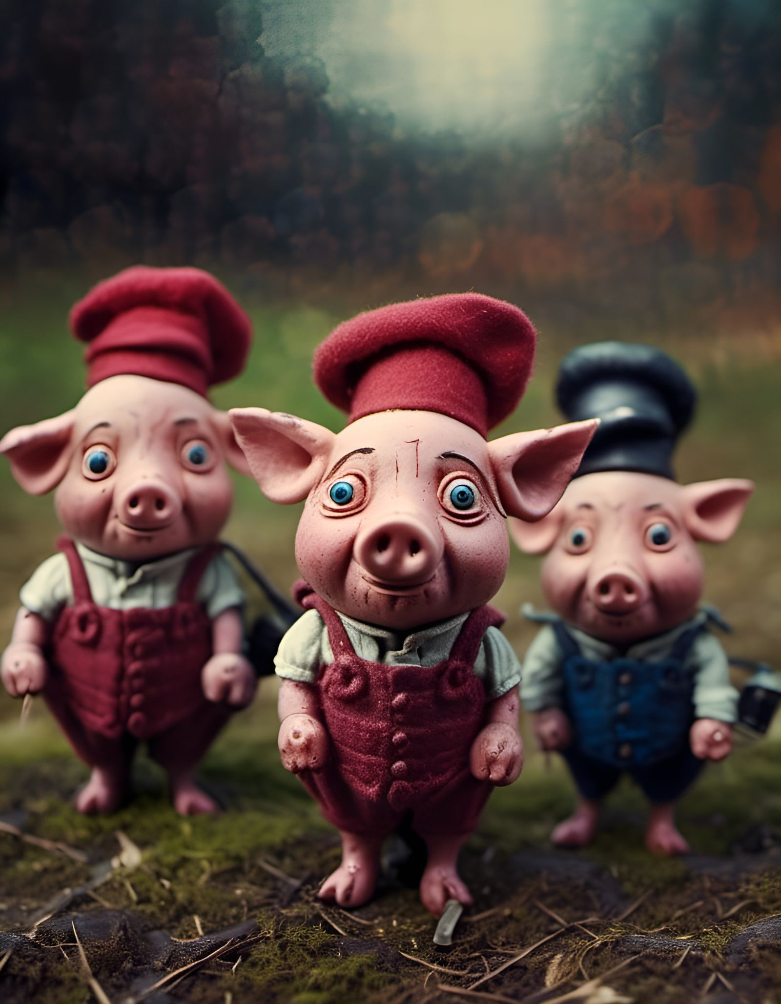 Stop Motion Pigs Portrait in Burton Style