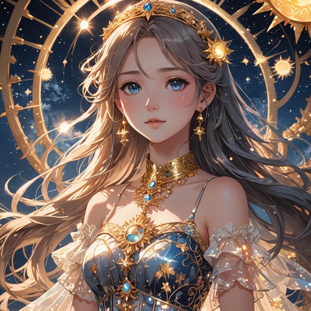 Anime Princess Portrait with Sun Dress and Jewelry