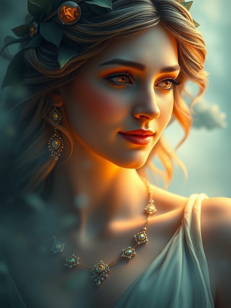 Ethereal Goddess of Love in Vibrant, High-Contrast Art Style