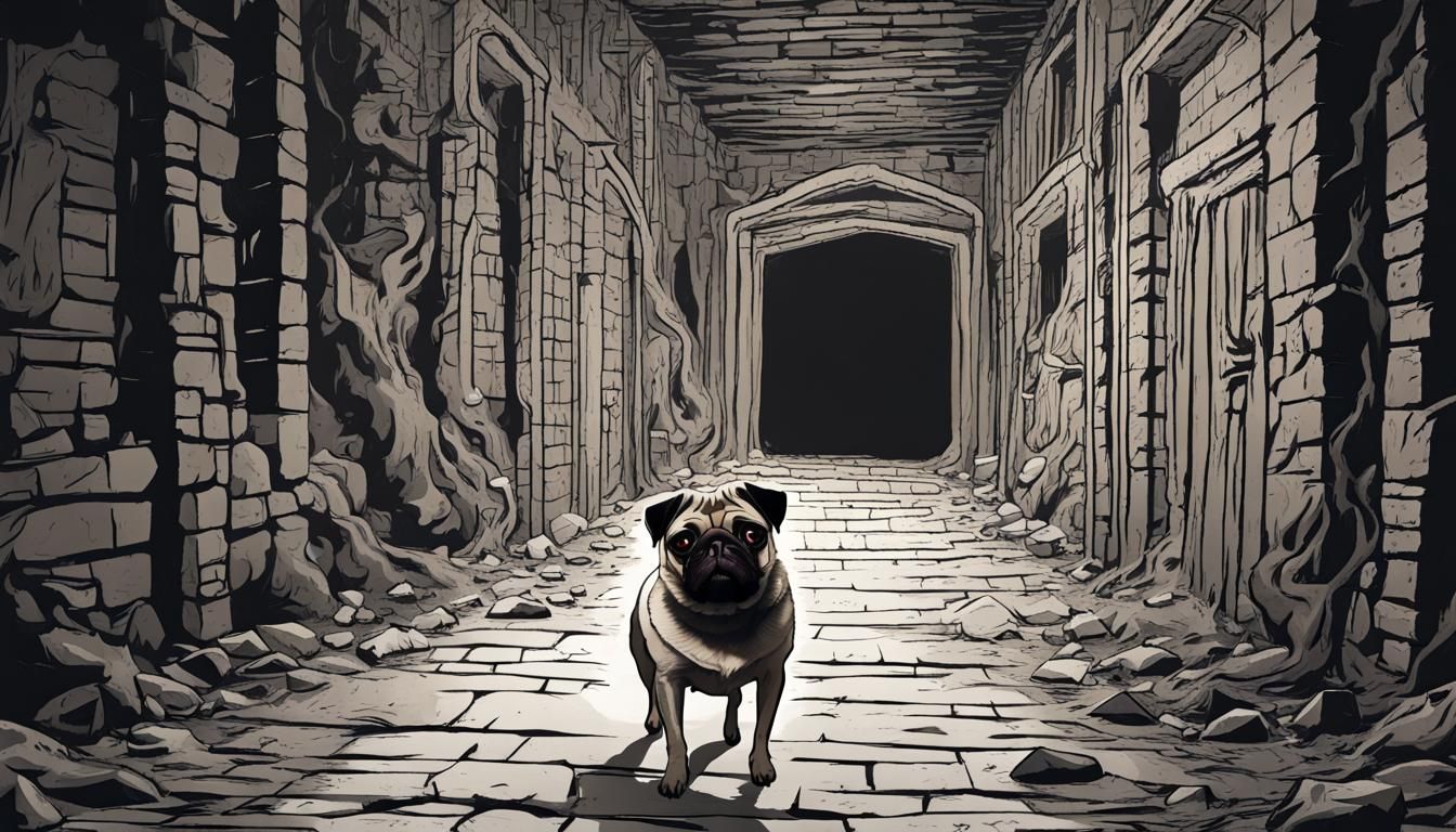 Pug's Adventure: Walking a Scary Dungeon