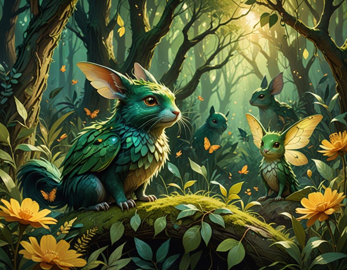 Enchanted Forest Gathering in Vibrant Colors