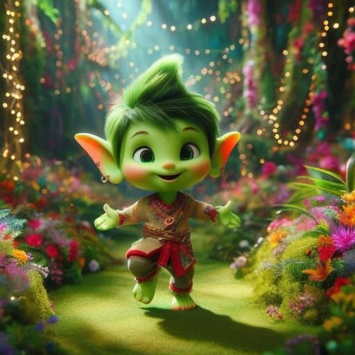 Whimsical Fantasy Elf in a Forest Glade
