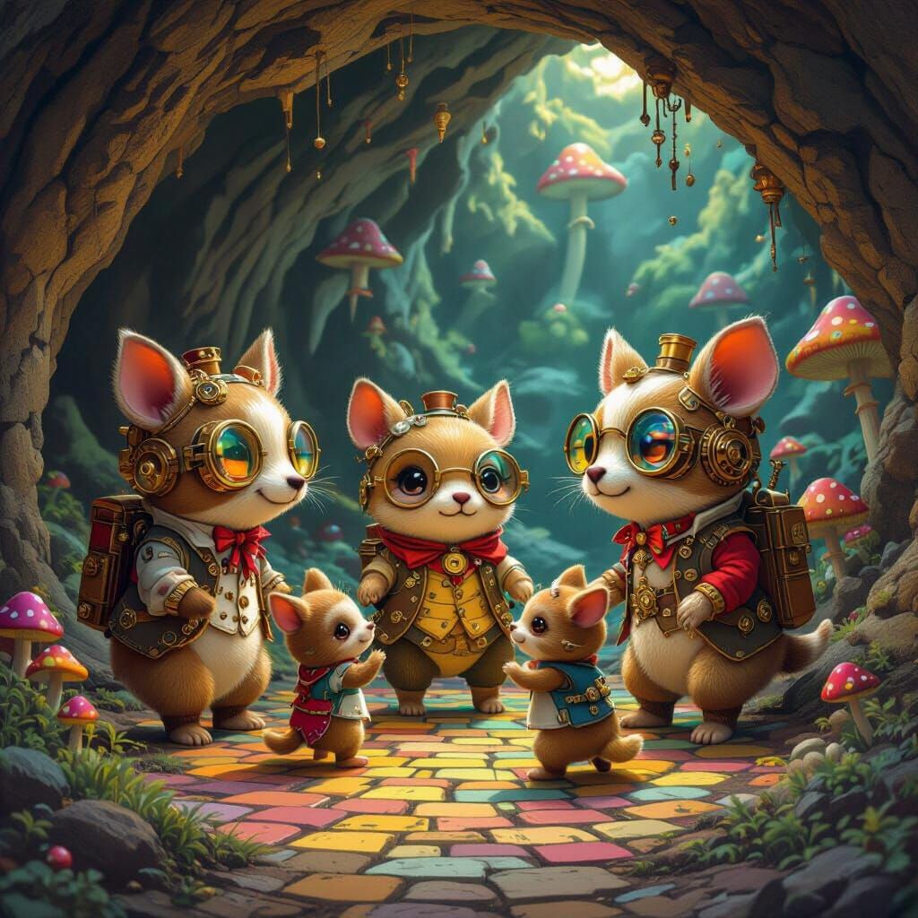 Steampunk Animals' Psychedelic Cave Dance, Syd Mead Style