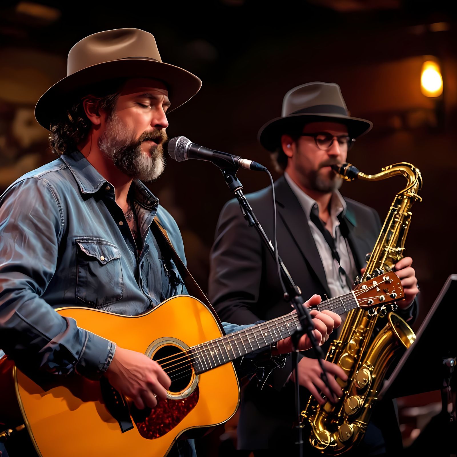 Guitar and Sax Duet in Folk-Rock Style