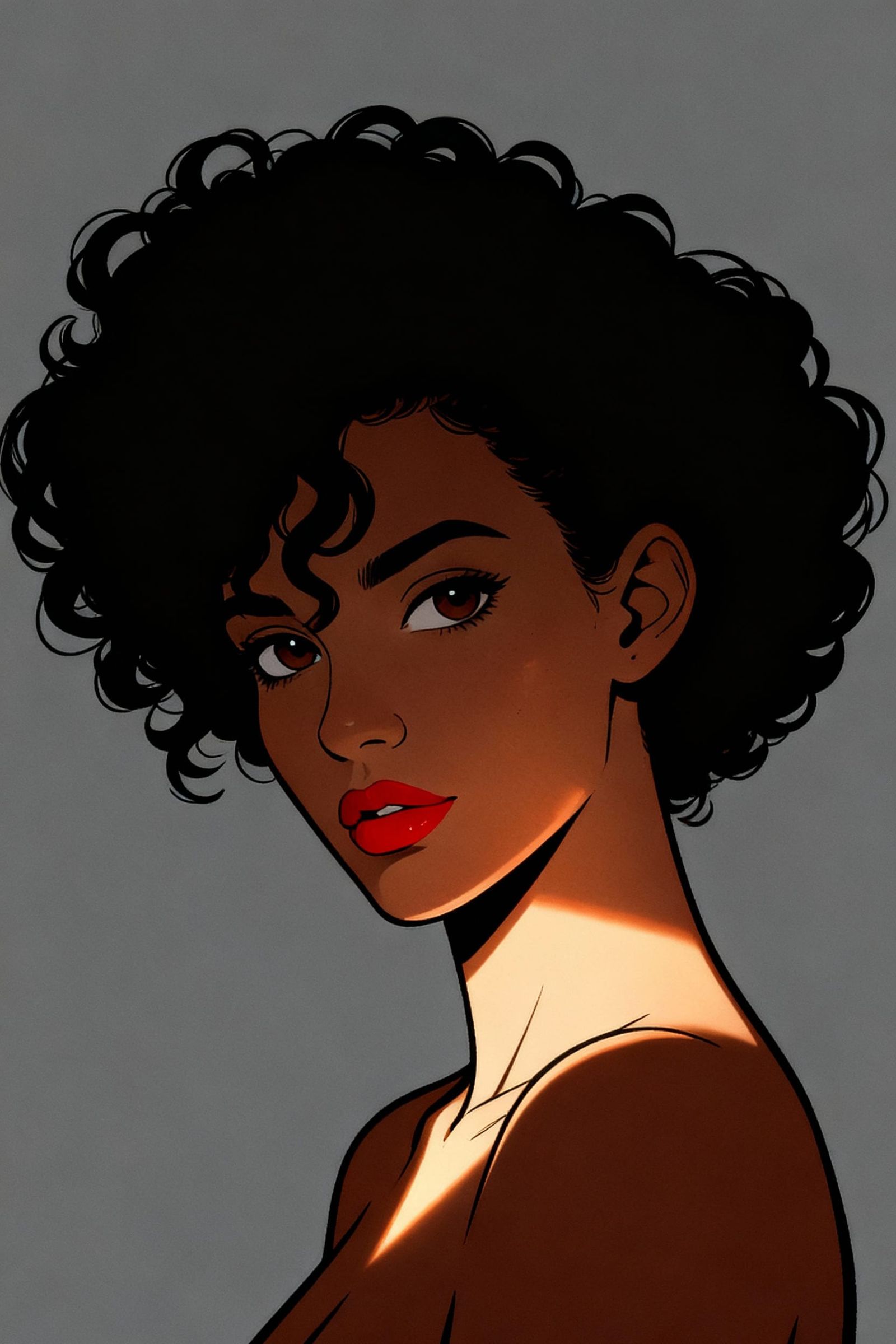 This image is a digital illustration of a stylized character...