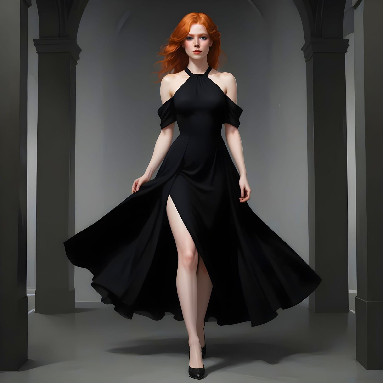 Ethereal Redhead Goddess in Triadic Hues