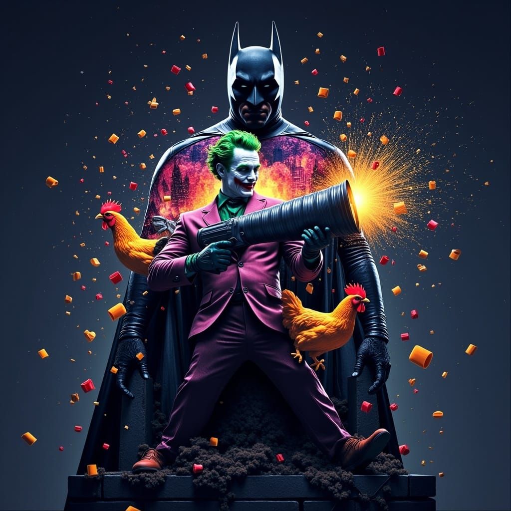 Batman vs Joker in a Whimsical Foam Frenzy