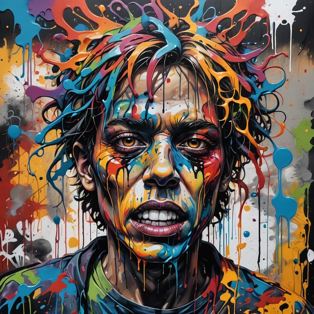 Graffiti Art of a Person with Mental Illness