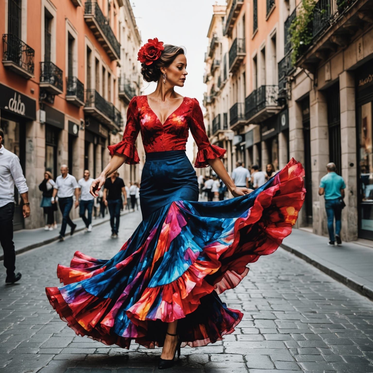 Flamenco Dancer in Madrid in Alcohol Ink Style