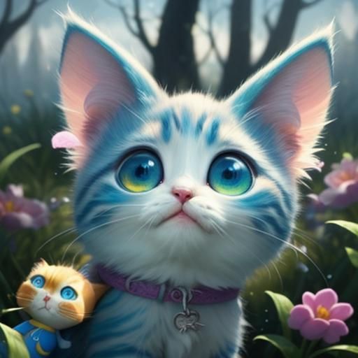 Cute Kitten Emerges from Egg in Pixar Style
