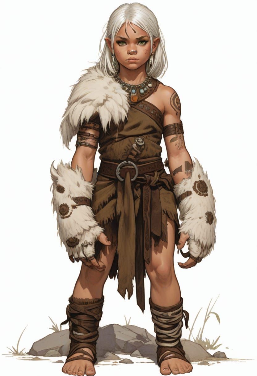 Cavewoman Barbarian Goddess in Tribal Style