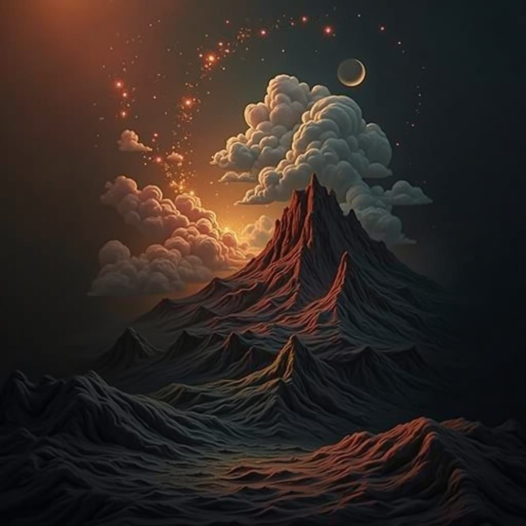 Dreamlike Gouache Landscape with Pink, Blue, and White Hues