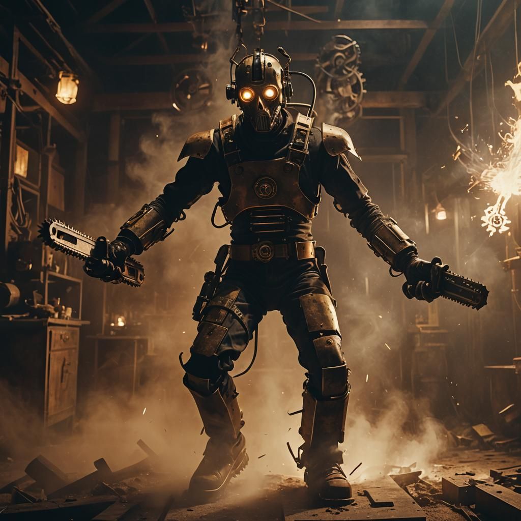 Clockwork Killer Automaton with Chainsaw Hands