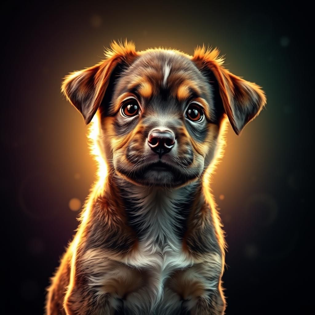 Adorable Puppy Portrait in Art Nouveau Style