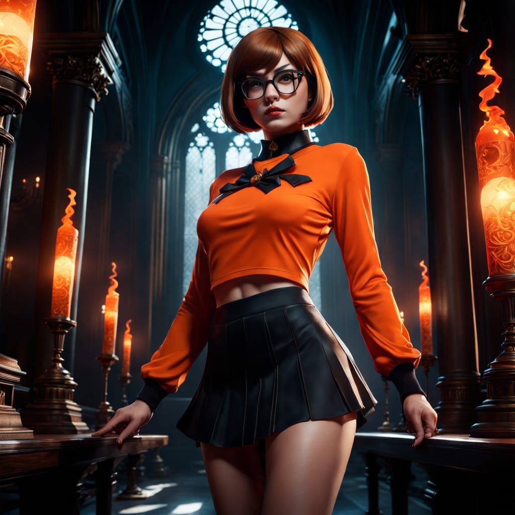 Velma Dinkley in Dark Academia Gothic Concept Art
